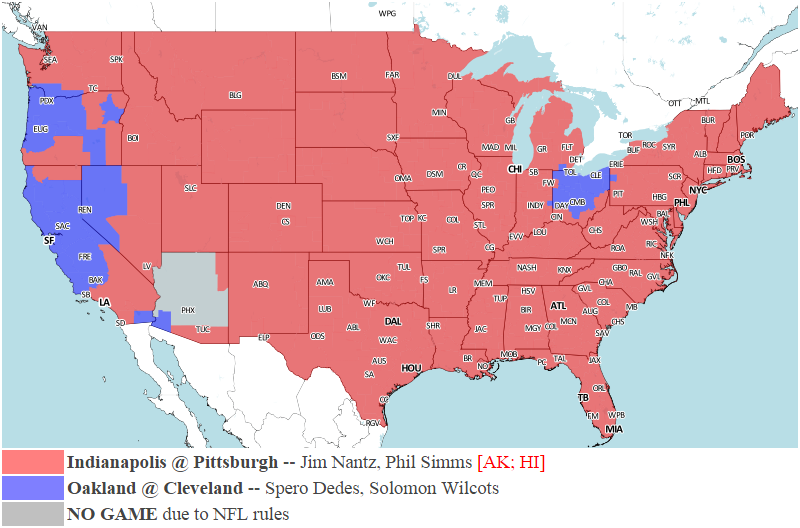 Illustration for article titled Your NFL Week 8 Viewing Maps